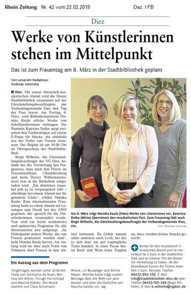 Zeitungsausschnitt: RZ vom 27.02.2019